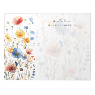 Farbige Frühlings-Sommer-Wildblumen mit Namen  Notizblock