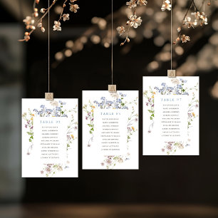 Farbige Frühlings-Wildblumen-Sitzplan-Karte Einladung