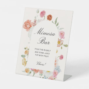 Farbige Frühlingsblumen Bogen Mimosa Bar Sockelschild