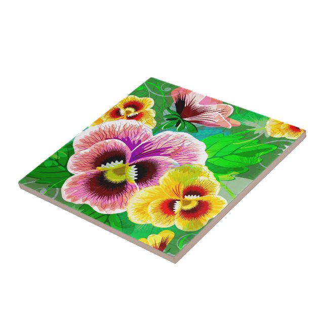 Farbige Frühlingsblumen Design Fliese (Seite)