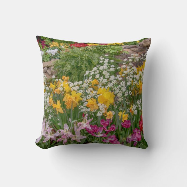 Farbige Frühlingsblumen in voller Blüte Kissen (Vorderseite)