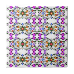Farbige Frühlingsblumen Keramik Tile - Vintag Fliese