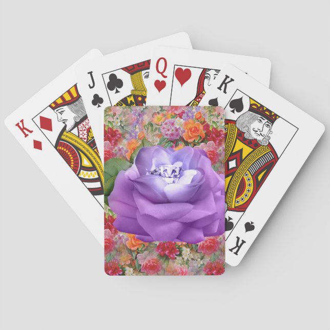 Farbige Frühlingsblumen Lavendel Diamant Rose Spielkarten (Rückseite)