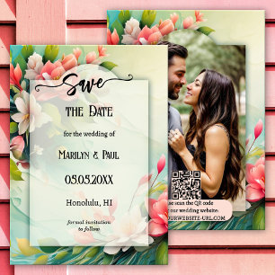 Farbige Frühlingsblumen Retro-Foto Save the Date