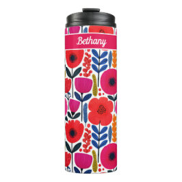 Farbige Frühlingsblumen Wasserfarbe BOHO Name Thermosbecher