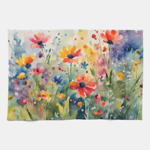 Farbige Frühlingsblumen Wasserfarbe Küchentücher