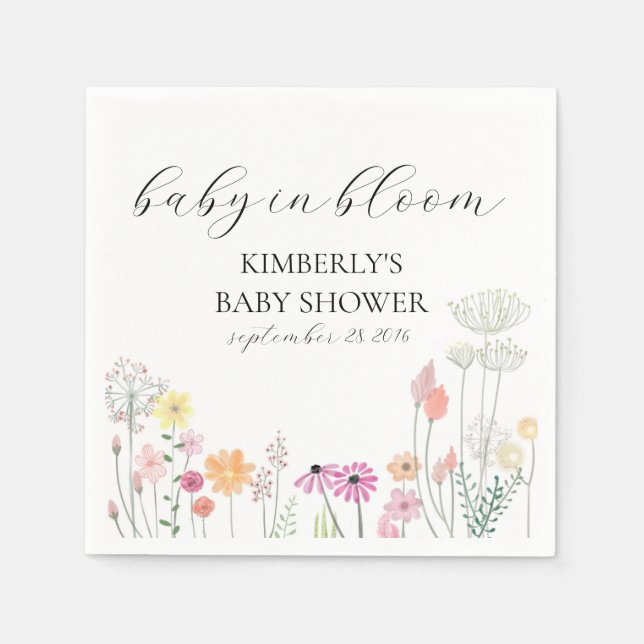 Farbige Frühlingsbrause Wildblume Babydusche Serviette (Vorderseite)