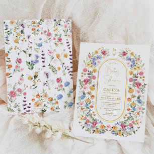 Farbige Frühlingsdusche Wildblume Garden Baby Dusc Einladung