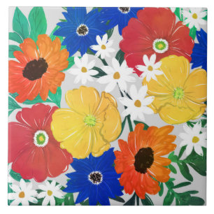 Farbige Frühlingsfloral Hand Girly Design Fliese