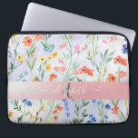 Farbige Frühlingsmischerei-Wildblume Laptopschutzhülle<br><div class="desc">Ein Vintages Blumenmuster-Design auf blauem Hintergrund. Die perfekte romantische Geschenkidee. Klicken Sie auf die Schaltfläche Anpassen,  um die Schriftart zu ändern,  Text zu verschieben und das Design weiter anzupassen.</div>