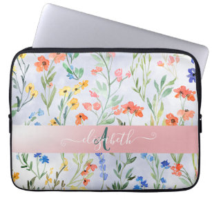 Farbige Frühlingsmischerei-Wildblume Laptopschutzhülle