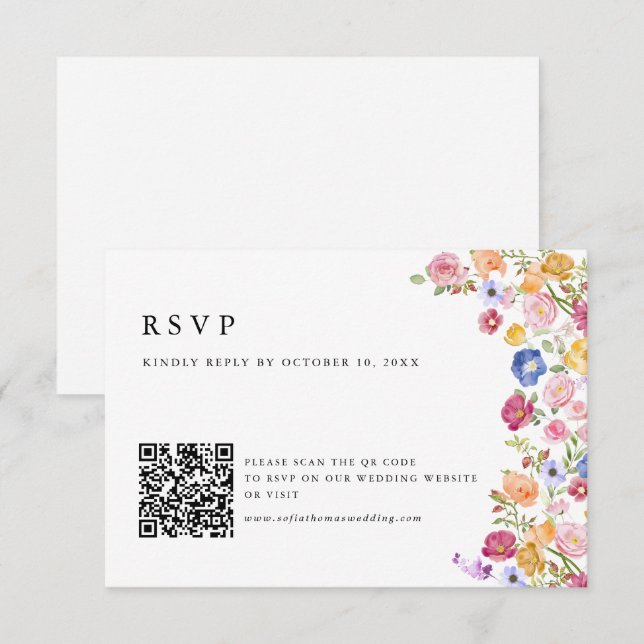 Farbige Frühlingsmischung Wildblume Meadow Garden  RSVP Karte (Vorne/Hinten)