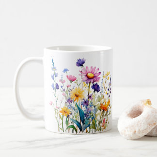 Farbige Frühlingsmuster Blume Wasserfarben Kaffeetasse