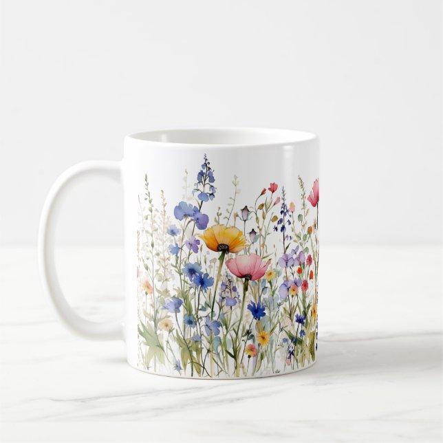 Farbige Frühlingsmuster Blume Wasserfarben Kaffeetasse (Links)
