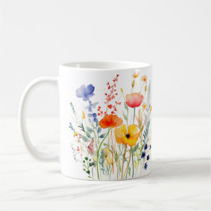 Farbige Frühlingsmuster Blume Wasserfarben Kaffeetasse