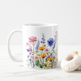 Farbige Frühlingsmuster Blume Wasserfarben Kaffeetasse