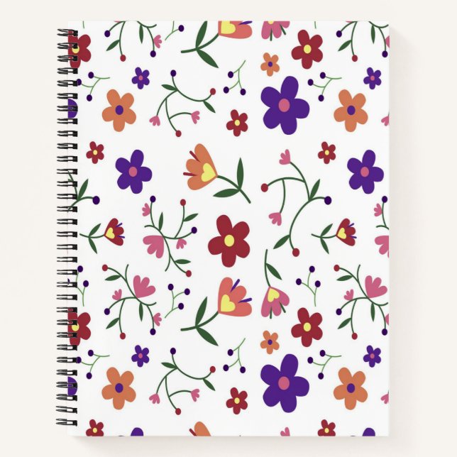 Farbige Frühlingsmuster Blume Wasserfarben Notizbuch (Vorderseite)
