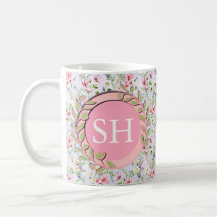 Farbige Frühlingsmuster Blume Wasserfarbmuster Mon Kaffeetasse