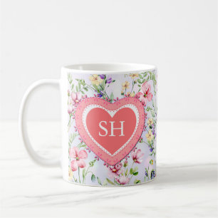 Farbige Frühlingsmuster Blume Wasserfarbmuster Mon Kaffeetasse