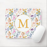 Farbige Frühlingsmuster Blume Wasserfarbmuster Mon Mousepad<br><div class="desc">Personalisierte Frühlingsgarten Blume Wasserfarben Muster Monogram Mouse Pad</div>