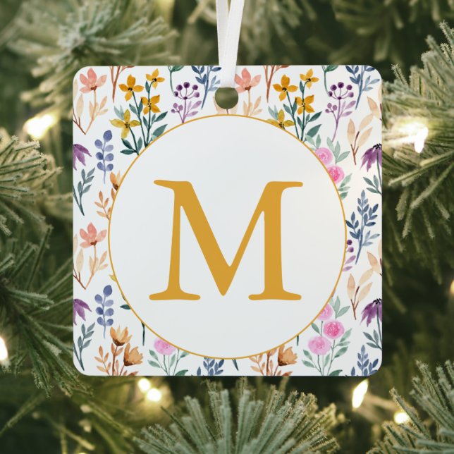 Farbige Frühlingsmuster Blume Wasserfarbmuster Mon Ornament Aus Metall (InSitu)