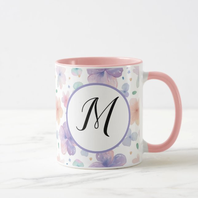 Farbige Frühlingsmuster Blume Wasserfarbmuster Mon Tasse (Rechts)