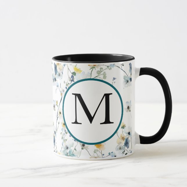 Farbige Frühlingsmuster Blume Wasserfarbmuster Mon Tasse (Rechts)