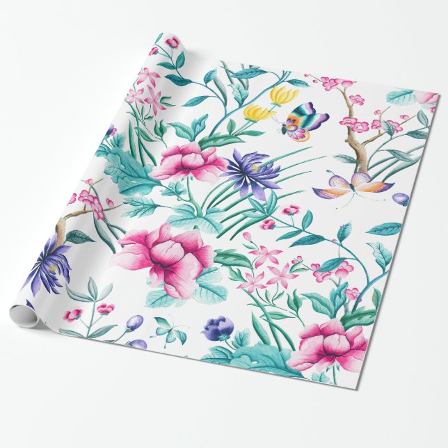 Farbige Frühlingspflanzen Blume Geschenkpapier (Ungerollt)