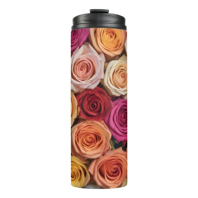 Farbige FrühlingsRose Thermosbecher (Vorderseite)
