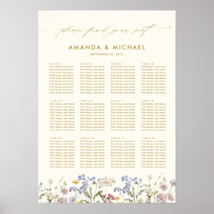 Farbige Frühlingssitzkarte für die Hochzeitssitze  Poster