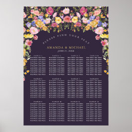 Farbige Frühlingssitzkarte für die Hochzeitssitze  Poster