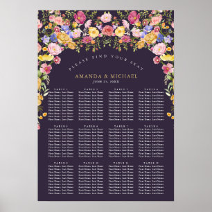 Farbige Frühlingssitzkarte für die Hochzeitssitze Poster