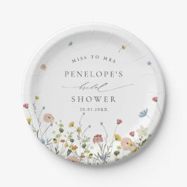 Farbige Frühlingssonne Wildblume Wiese Brautparty Pappteller
