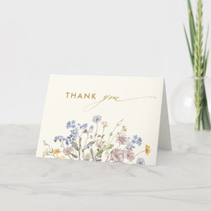 Farbige Frühlingswiese mit Wildblumen Goldene Hoch Dankeskarte