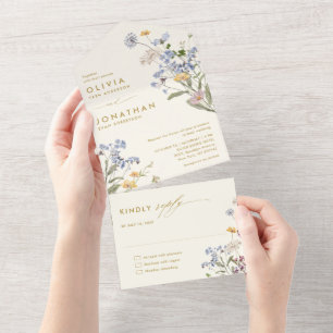 Farbige Frühlingswiesen-Hochzeit mit Wildblumen Go All In One Einladung
