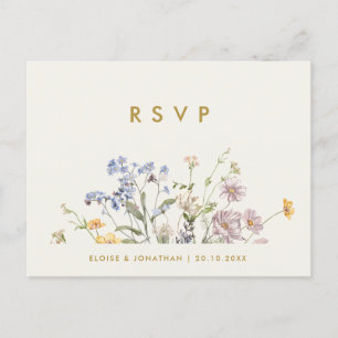 Farbige Frühlingswiesen-Hochzeits-RSVP Postkarte