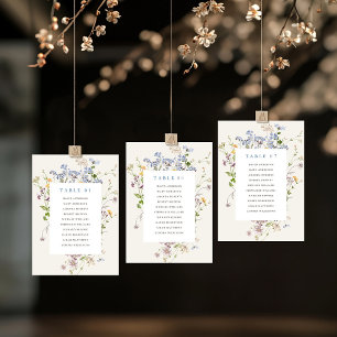 Farbige Frühlingswildblumen-Sitzplan Karte