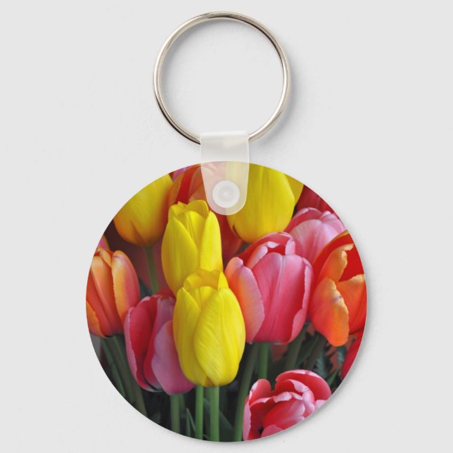 Farbige Frühlingtulips Schlüsselanhänger (Vorderseite)