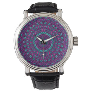 Farbige funkelnde Juwel-Ton-Mandala-Digitalkunst Armbanduhr
