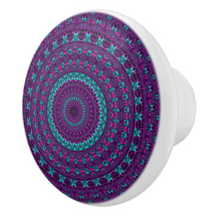 Farbige funkelnde Juwel-Ton-Mandala-Digitalkunst Keramikknauf