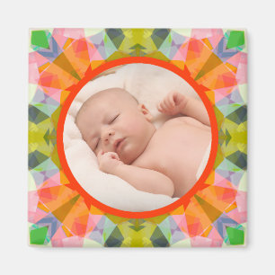 Farbige funky Muttertags-Rot-Grün-Orange-Foto Magnet