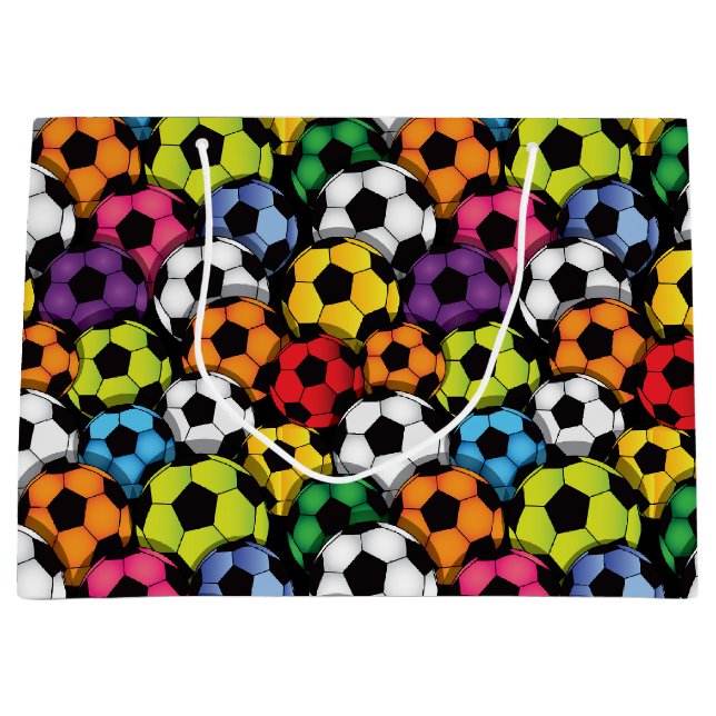Farbige Fußballbälle Große Geschenktüte (Vorderseite)