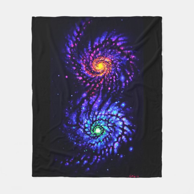 Farbige Galaxien Fleecedecke (Vorderseite)