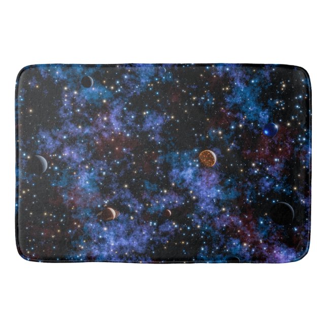 Farbige Galaxien, Sterne und Planeten Badematte (Vorderseite)
