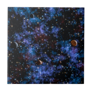 Farbige Galaxien, Sterne und Planeten Fliese