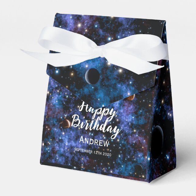 Farbige Galaxien, Sterne und Planeten Geschenkschachtel (Vorderseite)