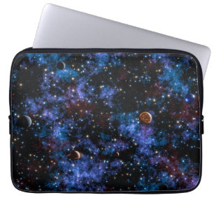 Farbige Galaxien, Sterne und Planeten in der Nacht Laptopschutzhülle