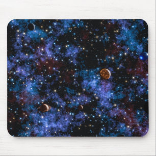 Farbige Galaxien, Sterne und Planeten in der Nacht Mousepad