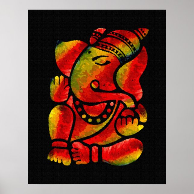 Farbige Ganesha Leinwand Ölgemälde Poster (Vorne)