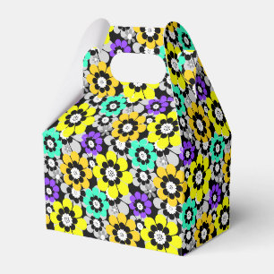 Farbige Gänseblümchen-Blumen Gelb Türkis Lila Geschenkschachtel